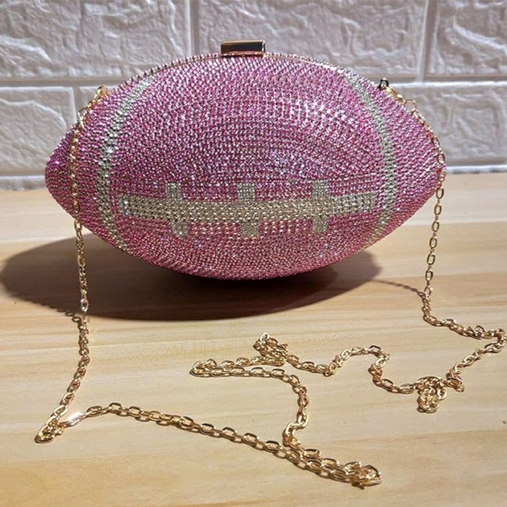 Pink Rhinestone Football Purse ( more colors available)